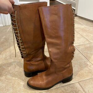 Donald J Pliner lace up tall brown boots